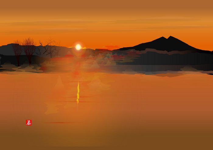 tranh vẽ hoàng hôn